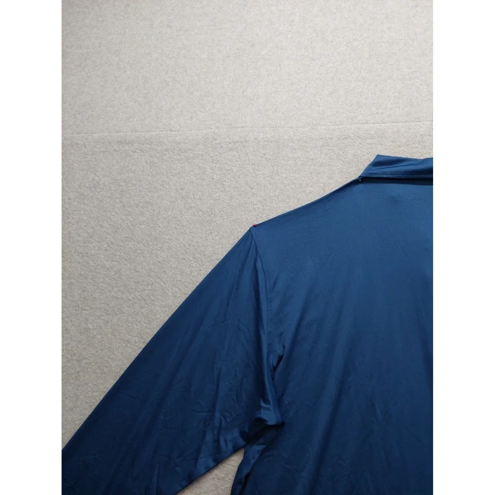 Maelreg Men Polo Shirt 2XL Blue‎ Long Sleeve Button Front Collared 4 Way Stretch